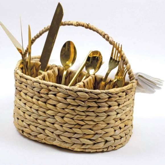NEW 8 OAK LANE woven utensil caddy in natural - Picture 1 of 4